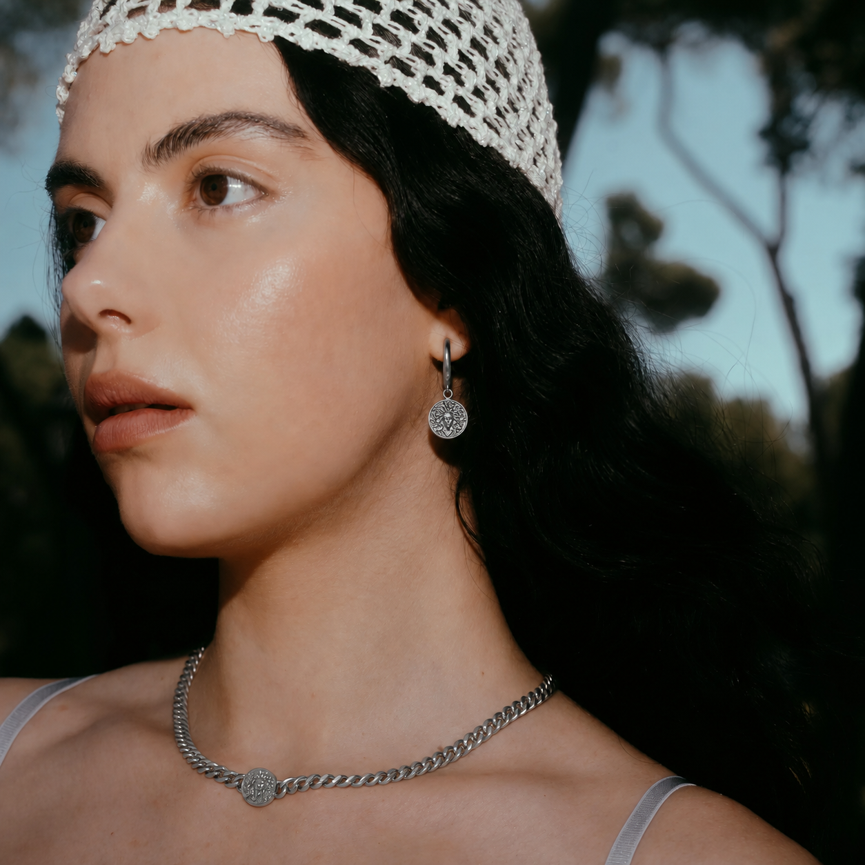 MEDUSA NECKLACE SILVER + FREE EARRINGS